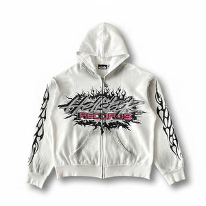 Sudadera con capucha de cremallera completa estilo Y2K para hombre, con estampado gráfico, oversize, estilo urbano, gótico, hip hop, chaqueta de chándal de forro polar - Product Image 1