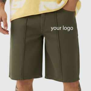 Short en éponge 100% coton personnalisé de haute qualité impression bouffante à ourlet brut de style urbain pour hommes - Product Image 1