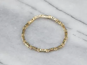 Pulsera de tenis para mujer Tishya de plata de ley con diamantes y moissanita de corte redondo de 4 quilates, chapada en oro amarillo de 14 quilates - Product Image 5