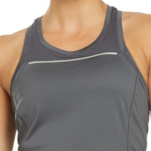 Camiseta Deportiva Gris para Mujer, Cuello en V, Tejido de Punto, Secado Rápido, Color Sólido, Sin Mangas, para Ejercicio, Yoga, con Logotipo Frontal - Product Image 2