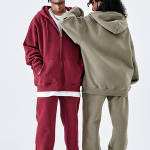 Sweat-shirt à capuche zippé en molleton uni décontracté pour homme, coupe classique, tricoté, respirant, 100 % coton, écologique - Product Image 6
