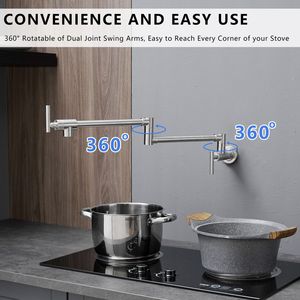 Rubinetto da Parete Commerciale per Riempimento Pentole, Materiale Acciaio Inox 304, Rubinetto da Cucina Pieghevole, Rubinetto per Macchina da Caffè, Rubinetti da Cucina Estensibili - Product Image 4