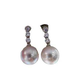 Versatile Tahitian <b>Black</b> Pearl <b>Dangle</b> <b>Earrings</b> 10-11mm Round with Flawless Hot Bar Design Classic Basic Fashion Accessory - Product Image 5