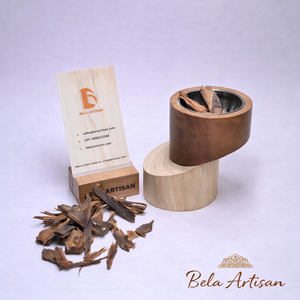 Brûleur d'encens artisanal en bois MDF écologique Bela, diffuseur d'aromathérapie fait main, utilisation toute saison - Product Image 2
