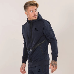 Men's Hooded Tracksuit Solid Color Full Zipper Sportwear Casual <b>Jogging</b> <b>Suit</b> with Side Pockets Breathable Polyester Autumn Wear - Product Image 6