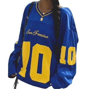 Custom Unisex Breathable 100% Polyester Print Streetwear American Football Jerseys Embroidery Patch Letter Logo Team Uniforms - Product Image 2