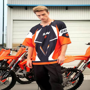 เสื้อยืดผู้ชายผ้าฝ้ายแท้คุณภาพสูง ทรงหลวมสไตล์เรโทร แขนตกไหล่ คอกลม แขนสั้น - Product Image 4