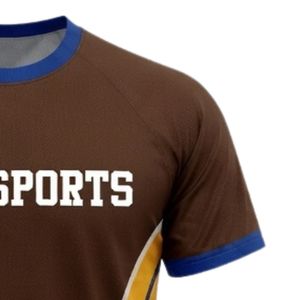 Unisex Brown Gold Sublimation Netball Shirt Polyester Short Sleeve Sportswear <b>Athletic</b> Team Uniform Performance Apparel - Product Image 3