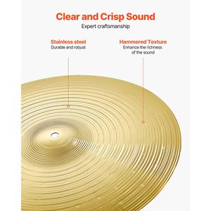 Set di Gong e Piatti per Batteria, 4 Pezzi: Hi-Hat da 14'', Crash da 16'', Crash da 18'', Piatti da 20'' - Product Image 5