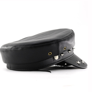 Unisex Ship Anchor Chain Buckle Leather Hat Spring Autumn Sailor Hats Black Beret <b>Cap</b> <b>Men</b> <b>Flat</b> Top Captain <b>Caps</b> - Product Image 5