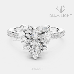 3.90CT Heart Cut Lab Grown Diamond Engagement Anniversary <b>Ring</b> in 14K White Gold F+ Color VS+ Clarity Pave <b>Ring</b> IGI Certified - Product Image 1