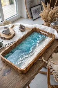 Premium Quality Resin And Wooden Serving Tray For Restaurant Food Presentation And Hotel Room <b>Service</b> Use - Product Image 3