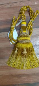 Classic Gold Tassel <b>Curtain</b> Tiebacks with Rope Design for Elegant Window Decor - Product Image 3