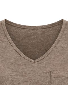Custom Taupe V Neck Womens Casual T Shirt Short Sleeve Cotton Blend Soft Lightweight Pocket Tee Summer Comfortable Fashion <b>Top</b> - Product Image 4