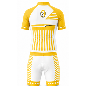Ensemble de maillot et short de cyclisme personnalisé jaune et blanc, manches courtes, fermeture éclair intégrale, séchage rapide, rembourré, uniforme de course cycliste, vêtements de sport d'équipe - Product Image 2