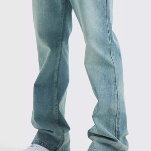 <b>Men's</b> Light Blue Straight-Leg <b>Jeans</b> Midweight Cotton Denim Casual Loose Fit Regular Wash Summer Style - Product Image 6