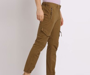 Pantalones Cargo Marrones para Hombre, Corte Recto, Múltiples Bolsillos, Cintura Elástica, Secado Rápido, Estilo Ropa de Trabajo, para Otoño - Product Image 3
