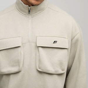 Utility Pocket Quarter Zip Men's Hoodies Jogger Sets Oversized <b>Cargo</b> Streetwear Warm Fleece Sweatshirt Winter Tracksuit Supplier - Product Image 2