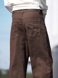 Pantalones de pana marrón de corte holgado para hombre, jeans vaqueros de pierna recta, 100% algodón, jeans casuales de pierna ancha. - Product Image 6