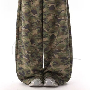 2026 Latest Design Women's High Quality Cotton French Terry Street Wear Loose Jogger Camo Sweatpants with Straight <b>Trousers</b> - Product Image 3