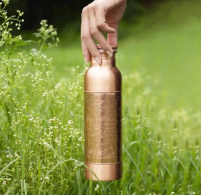 ขวดน้ำทองแดงแท้ ลายดอกบัวหลวง สำหรับใช้ในบ้าน ท่องเที่ยว และงานปาร์ตี้ - Product Image 2
