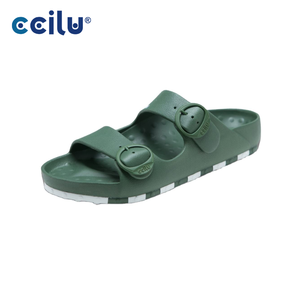 Zapatillas de Eva personalizadas respetuosas con el medio ambiente, venta al por mayor, zapatillas ergonómicas informales de doble hebilla de Color sólido Jg10 - Product Image 1