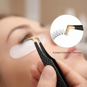 แหนบต่อขนตา KhadmiImpex Black Gold ป้องกันไฟฟ้าสถิตย์ ปลายไฟเบอร์โค้งและปลายตรง ทำจากสแตนเลสสตีล - Product Image 3