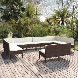 Conjunto de Muebles de Jardín de Ratán Sintético Marrón con Acero con Recubrimiento en Polvo y Poliéster, Muebles de Exterior Duraderos - Product Image 1