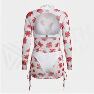 Ensemble tankini 2 pièces à imprimé floral pour femme avec col halter croisé et détail à nouer sur le côté - Product Image 2