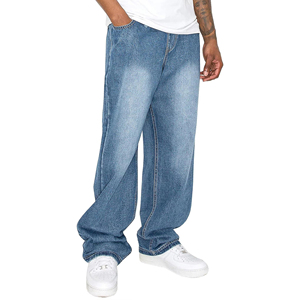 Nouveau jean en denim personnalisé 2026 avec patch délavé à l'acide, coupe droite, ample et baggy, style streetwear, jambe large - Product Image 1