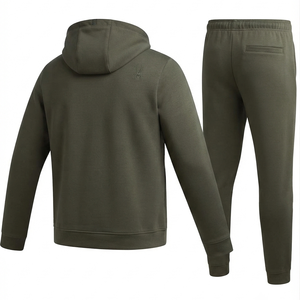 Oem Service 100% Cotton Plus Size Solid Casual Winter Tracksuit Men Fleece Full <b>Zip</b> <b>Hooded</b> Joggers Breathable Tracksuit Men - Product Image 2