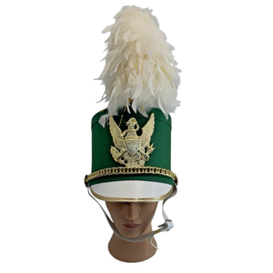 Sombreros Shako Napoleónicos Británicos Impermeables de Alta Calidad para Banda de Marcha, Hechos de Cuero Vacuno con Pluma y Placa de Latón con Águila, Casuales para Uso Diario - Product Image 3