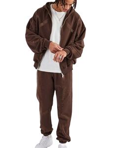 Automne durable 100% coton survêtement grande taille fermeture éclair lavé régulier tissé taille polaire personnalisé imprimé Techniques hiver - Product Image 3