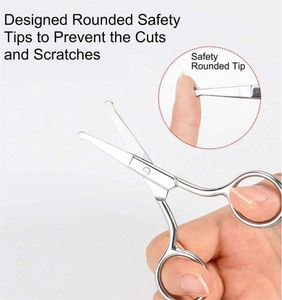 Ciseaux à poils de nez en acier inoxydable, pointe arrondie, petites cisailles, kit de coupe de sécurité pour la beauté - Product Image 5