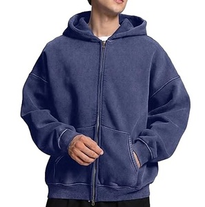 Outdoor Quick Dry Custom Blank Solid Color Men's Clothing <b>Zip</b> Up Pullover Hoodie Sun Fade Acid Washed Vintage Winter Thick Hoody - Product Image 3