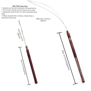 Stainless steel Threader Pulling Needle Hair Extension Tool <b>Braiding</b> Wig Tool for Linking Micro Rings/Loop Needle Crochet Hook - Product Image 2