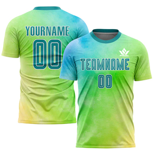 Conjunto de Camiseta de Fútbol Personalizada con Degradado, Manga Corta, Cuello Redondo, Poliéster que Absorbe la Humedad, Cintura Elástica, Nombre del Equipo Personalizado en la Parte Delantera - Product Image 3