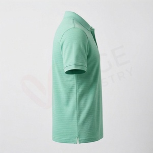 Polo en piqué vert menthe à manches courtes pour homme, décontracté, respirant, tricoté, design uni, coupe classique - Product Image 3