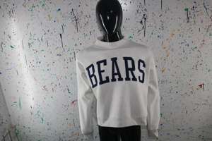 BEARS WHITE <b>Mock</b> <b>Neck</b> Sweatshirt 100% BLACK Applique Embroidery wide <b>neck</b> Sweatshirt Finer Threads - Product Image 4