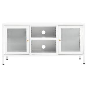 Supporto TV bianco in acciaio e vetro da 41,3"x13,8"x20,5" dal design moderno per l'intrattenimento domestico - Product Image 3