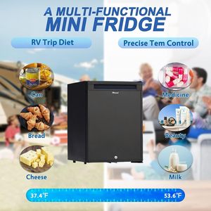 Compact <b>Mini</b> Fridge Quiet No Noise Absorption Refrigerator with Lock 40L Truck Fridge 110V/12V Refrigerator 1.4 cu.ft, Black - Product Image 2
