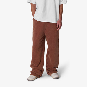 Men's Brown Corduroy Casual <b>Pants</b> Elastic Waist Side Pockets Midweight Breathable Autumn Wear - Product Image 1