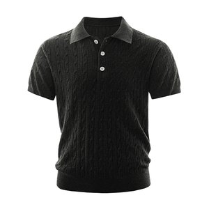 เสื้อกอล์ฟแบบลำลองสำหรับธุรกิจเสื้อโปโลแขนสั้นปกกระดุมคอเสื้อสายถักสำหรับผู้ชายดีไซน์โลโก้แบบออกแบบได้ตามต้องการฤดูร้อน - Product Image 5