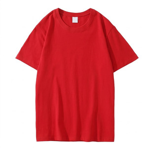 Camiseta Roja Lisa 100% Algodón, Cuello Redondo, Premium, Gruesa, con Impresión de Logotipo Personalizado, para Hombre, Manga Corta, Básica - Product Image 4