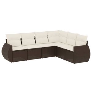 Grande Set di divani da giardino in Poly Rattan marrone modulare - Product Image 2