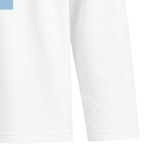 White JJ Logo Embroidered Long Sleeve Shirt Crew Neck Lightweight Casual <b>Top</b> with Ribbed Cuffs for Team Uniforms and Everyday - Product Image 6