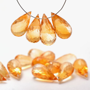 Perles de citrine naturelle facettées en forme de goutte d'eau, qualité AAA+, 6x12mm, pierres semi-précieuses, perles en vrac pour la création de bijoux - Product Image 1