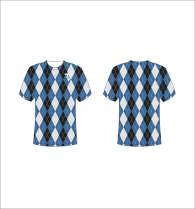 Men's Short Sleeve Argyle Pattern T Shirt O-Neck Regular Fit Casual Breathable Polyester <b>Tee</b> With Front Logo Print - Product Image 1
