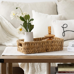 Cesta de Almacenamiento Rectangular de Jacinto de Agua de Calidad de Exportación, Contenedor de Mimbre Tejido para Papel Higiénico y Revistas, Decoración del Hogar - Product Image 1