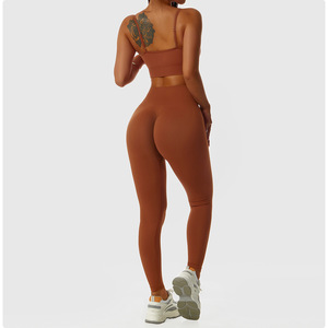 Offre Spéciale – Ensemble de Yoga Femme Personnalisé de Haute Qualité, Respirant, Écologique, en Nylon et Spandex, Séchage Rapide, Taille Mi-Haute, Col Carré - Product Image 2
